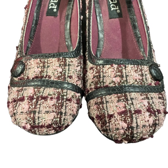 Mudd Purple Plaid Knit Fabric Heels Shoes Women's Size 8.5 M US Vintage Shoe - Picture 4 of 9